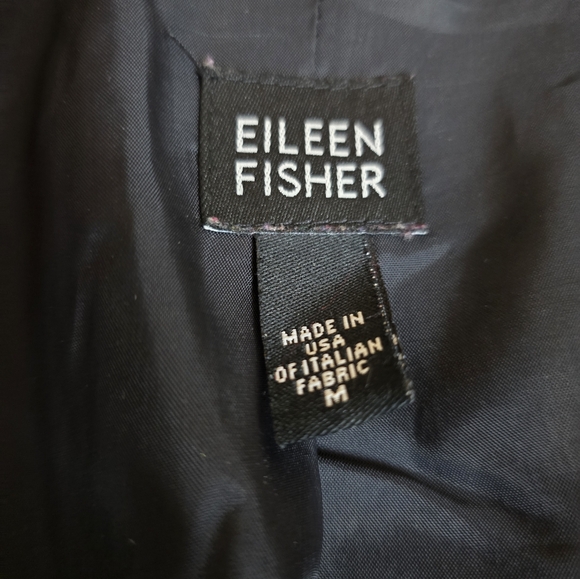 Eileen Fisher 100% Wool Black Button Pockets Satin Lining Women's Size Medium - Picture 4 of 10